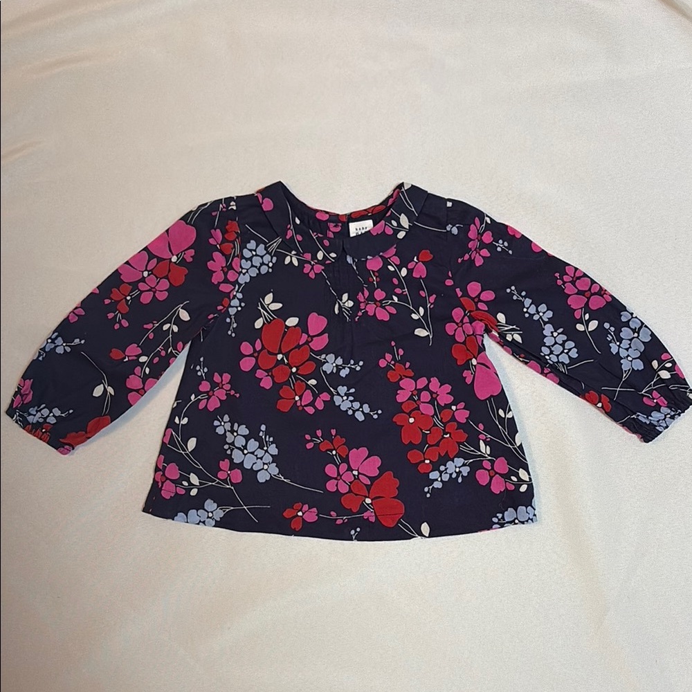 GAP Blue and Pink Floral Blouse
